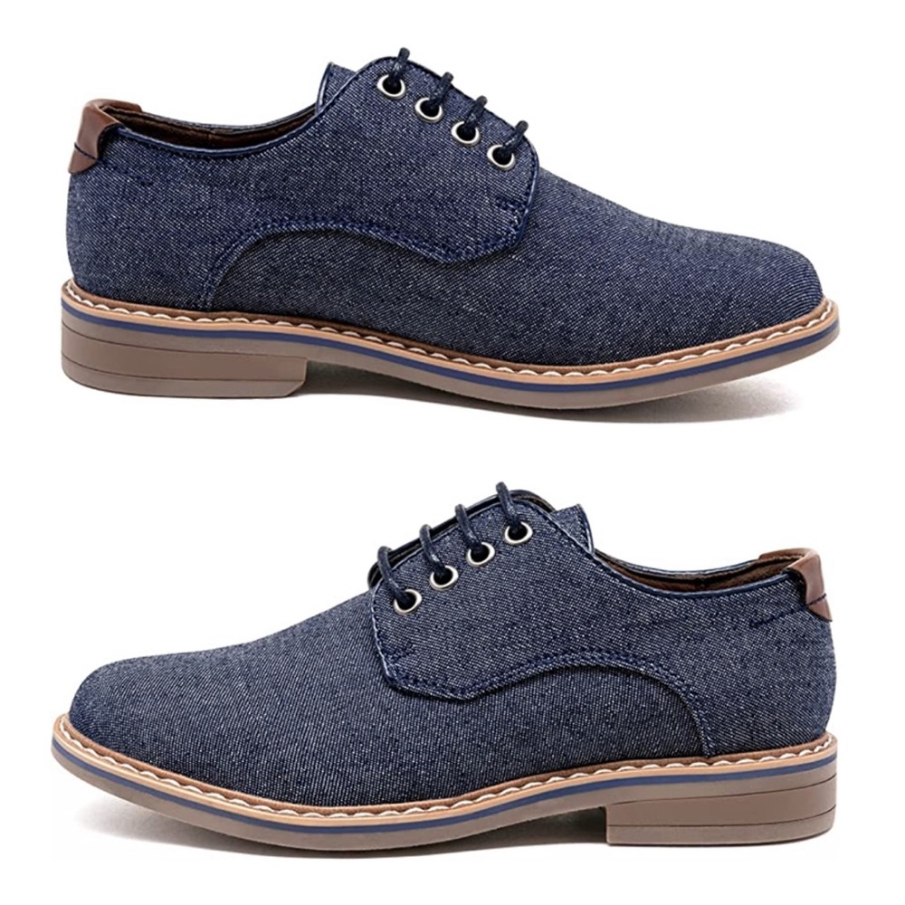Bruno Marc Boys' Causal Denim Lace-Up Oxfords Size 2